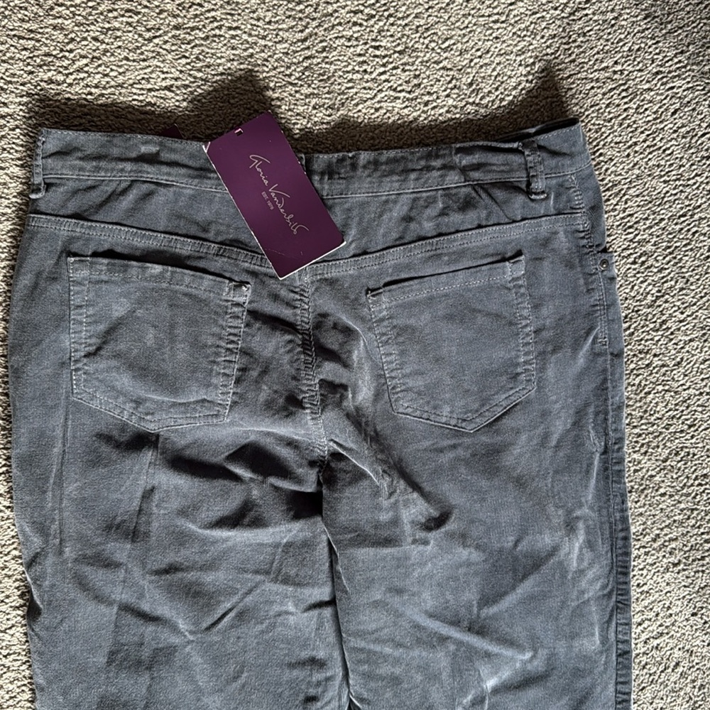 GLORIA VANDERBILT Gray Corduroy Amanda 5 Pocket Jeans/Pants. Tummy Slimmer! - Picture 8 of 9